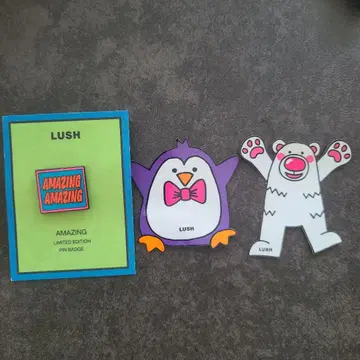 [ 미사용 ] LUSH 한정판 핀 배지 스티커 3종 세트