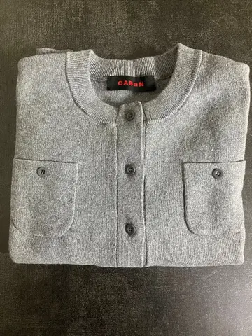 CABaN 코튼 캐시미어 크루넥 가디건 S 사이즈 라이트 그레이