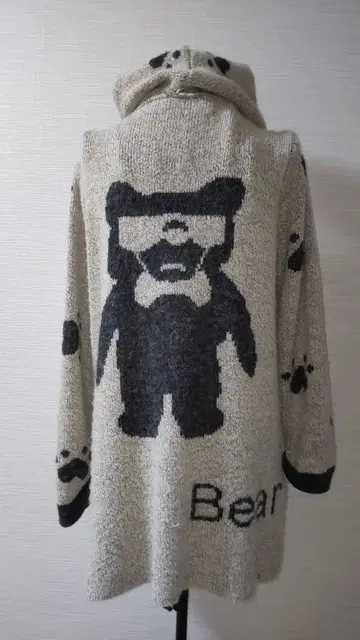 테디베어 니트 코트 후드 부착