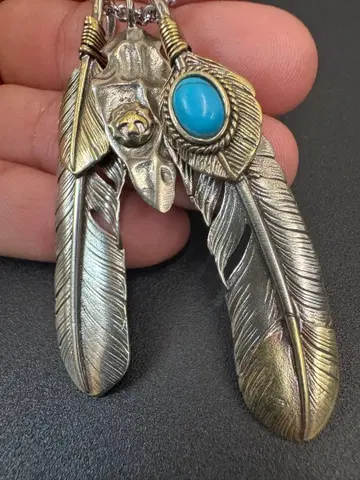 터콰이즈 페더 목걸이 특대형 커스텀