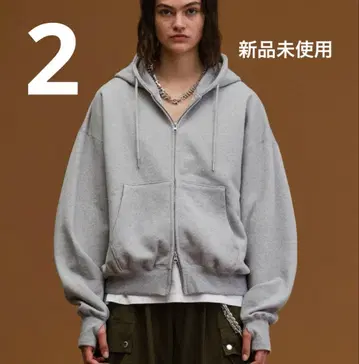 soerte 소에르테 헤비 웨이트 더블 지퍼 후디 후드티 그레이