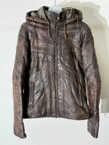 14th Addiction 빈티지 가공 가죽 다운 자켓