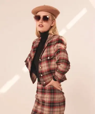 타라 저먼 타탄 체크 자켓