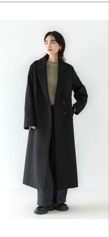crewre 조절 울 롱 코트 사이즈 3 잉크 블랙