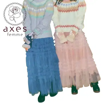 axes femme 티어드 프릴 롱 SK 택 포함 미사용 새상품 튤