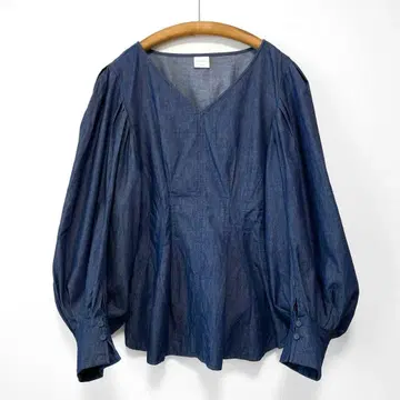 새상품급 ELENDEEK 허리 컨셔스 블라우스 페플럼 볼륨 슬리브