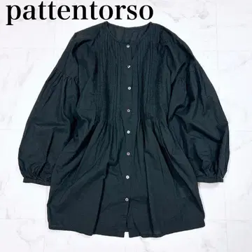 antiqua 패턴 토르소 마네킹 볼륨 슬리브 블라우스 셔츠 블랙