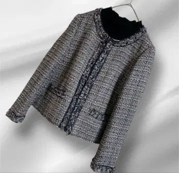 빅 사이즈! 택 포함 새상품/23구/트위드 노카라 자켓/46/울