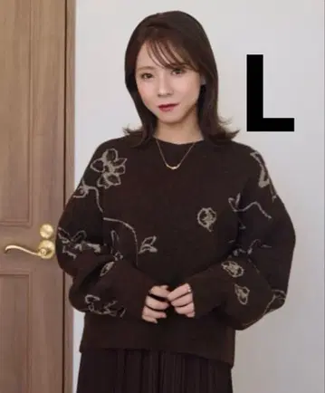 시마무라 yumi 꽃무늬 자카드 니트 풀오버