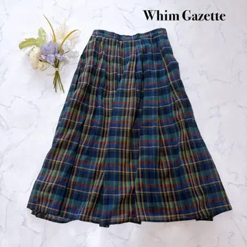 [새상품급] Whim Gazette 윔 가젯 체크 플레어 스커트 그린