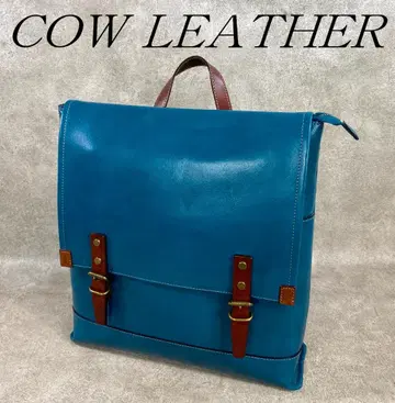 [ 컨디션 최상 ] 소가죽 일본제 A4 사이즈 대응 럭색 블루