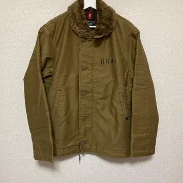 ALPHA INDUSTRIES 카키 밀리터리 자켓 X-LARGE