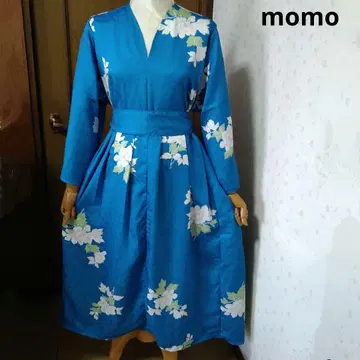 화학 섬유 허리 리본 포함 턱 들어간 원피스 기모노 리메이크