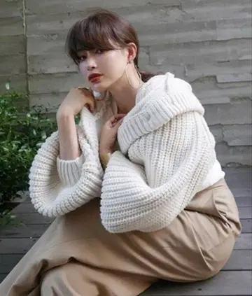 etretokyo 후디니 니트 숏 볼레로 화이트