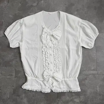 INGEBORG 잉게보그 프릴 리본 화이트 블라우스 빈티지