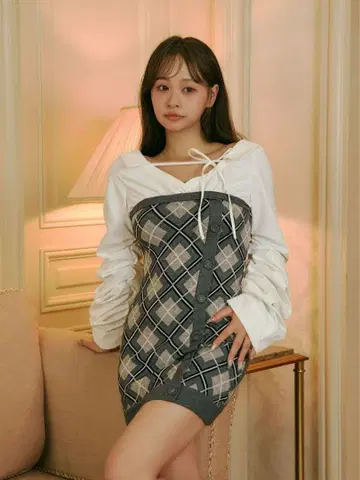 bubbles 루즈 셔츠 니트 원피스