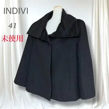 미사용 INDIVI 41 최고급 극상 울 혼방 미형 A라인 숄 코트