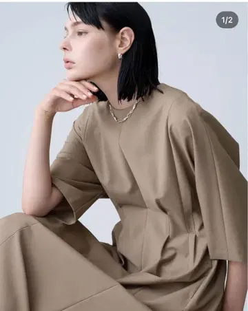 2024 AW 정가 61,600엔 울 혼방 소재 에브르 원피스 36 블랙