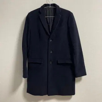 네이비 싱글 브레스 체스터 코트