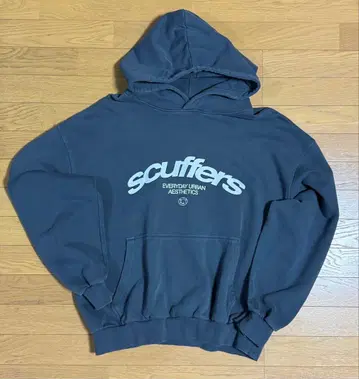 Scuffers 짧은 기장 후드티 XL 블루