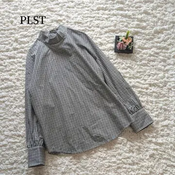 새상품급 [ PLST ] 2WAY 깅엄 체크 셔츠 하이넥 M