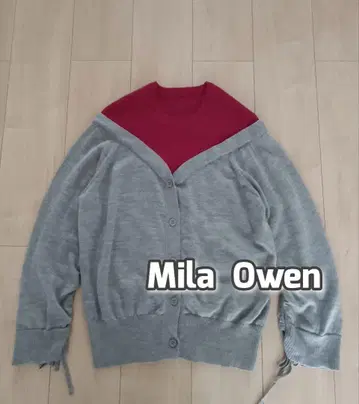 미라 오웬 레이어드 스타일 풀오버 니트 바이컬러 셔링