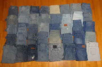 묶음 판매 [ 얇은 ] 데님 팬츠 40개 리메이크 핸드메이드