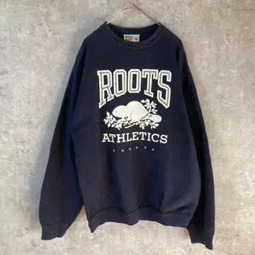 캐나다제 ROOTS 헤비 코튼 맨투맨 트레이닝복 S 사이즈 네이비