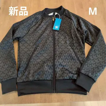 새상품 M 아디다스 모노그램 저지 트레포일 올 패턴 블랙