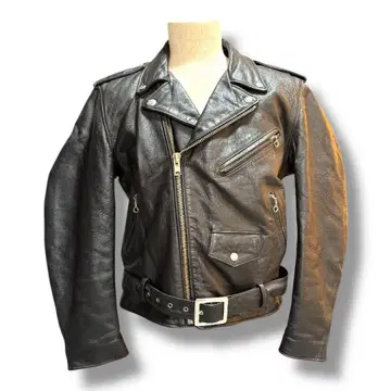 L 사이즈 럭키 스트라이크 라이더스 가죽 자켓 천연 가죽 블랙