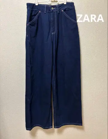 Zara 다크 네이비 와이드 레그 청바지
