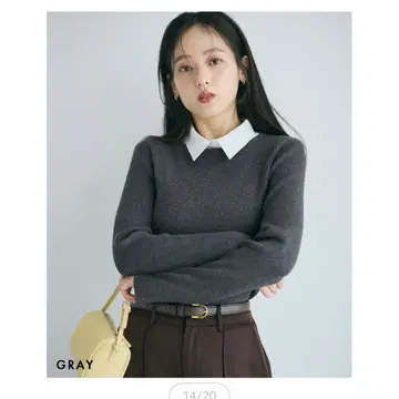 2TYPE 카라 부착 리브 니트 그레이 택 포함 새상품