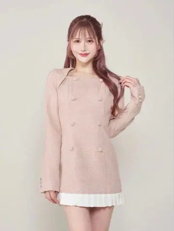 [다리치] 플리츠 도킹 트위드 미니 원피스