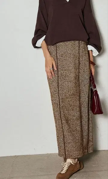 새상품 라인 트위드 와이드 스커트 에시카 ESICA 같은 형태 brown