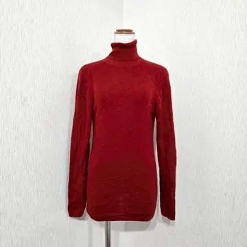무인양품 MUJI 터틀넥 리브 니트 빨간색 울 100% (XL) 심플