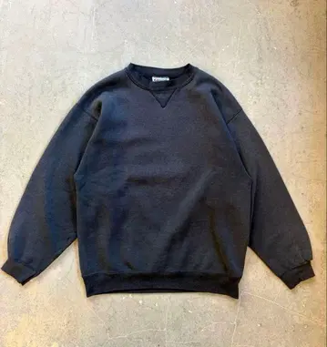 90s Hanes 무지 맨투맨 USA 페이드 블랙 흑먹색