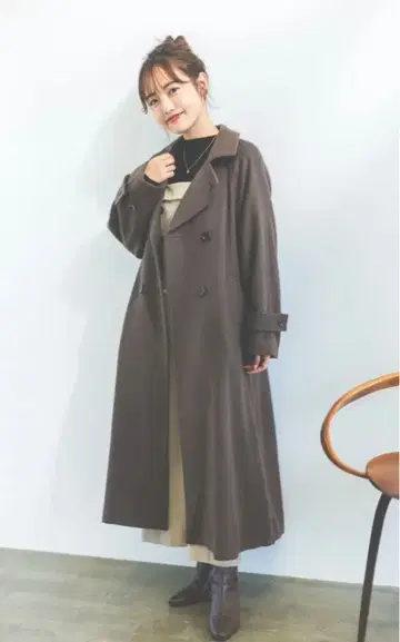 COHINA 백 플레어 울 코트 regular