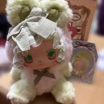 lovely EMMA 토끼 귀 달린 봉제 인형 라이트 그린
