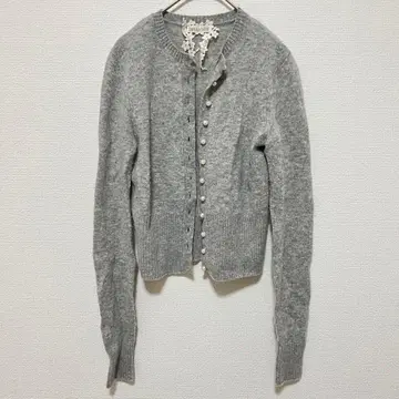 SETAICHIRO 그레이 긴팔 가디건 펄 버튼