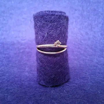 agete K10 핑크 골드, 다이아몬드 부착 반지 6~7호