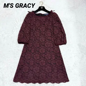 [새상품급] 엠즈 그레이시 원피스 레이스 리본 꽃무늬 38