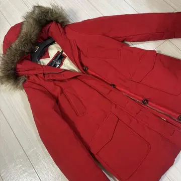 TOMMY HILFIGER 다운 코트 다운 자켓 빨간색 후드