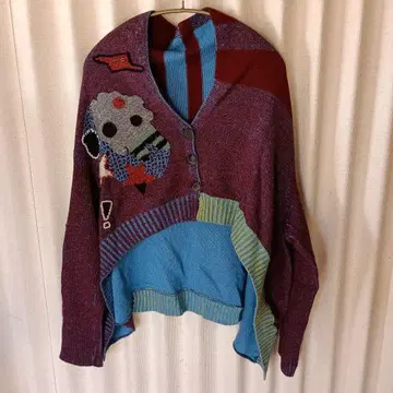 센소유니코 cube-cube 긴팔 니트 가디건 사이즈 40 귀여운 패턴