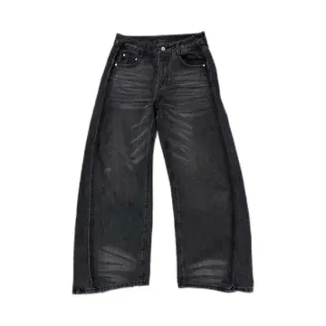 블랙 부츠컷 데님 와이드 팬츠 스플라이스