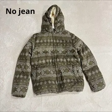 미사용 새상품 No jean 후드티 기하학 패턴 후드 부착 패딩 자켓