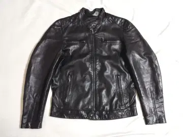 Italy Vera Pelle 밴드 카라 가죽 블루종 집업