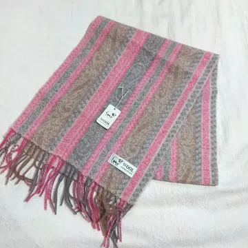 울 머플러 핑크 그레이 스트라이프