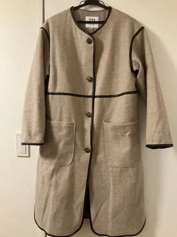 울 혼방 베이지 롱 코트 M