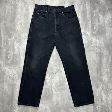 랭글러 멕시코제 가죽 택 청바지 블랙 데님 W34 5996