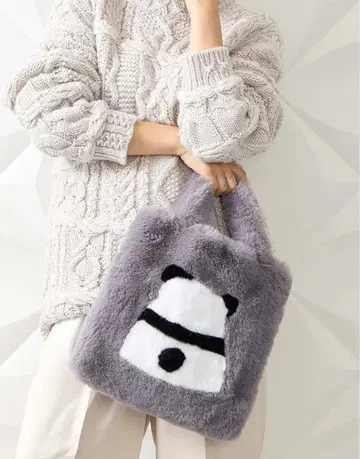 택 포함 미사용 새상품! 살롱 드 알파드 에코 퍼 팬더 토트백